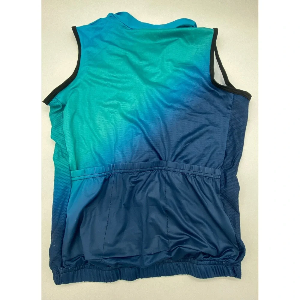 Sanpella Cycling Couture Women Small Blue Teal Ombre Sleeveless Wind Vest Gilet